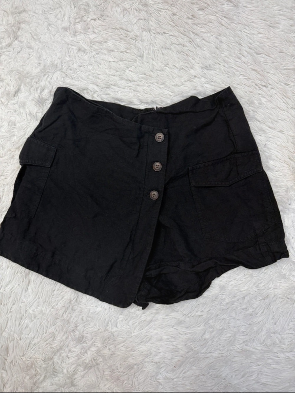 Mango linen blend black mini skort